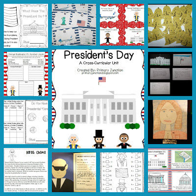 president president's day february history social studies craft reading passage comprehension questions centers stations literacy math secret service air force one white house