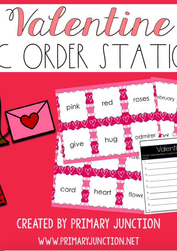 valentine valentine's day february abc order literacy station center