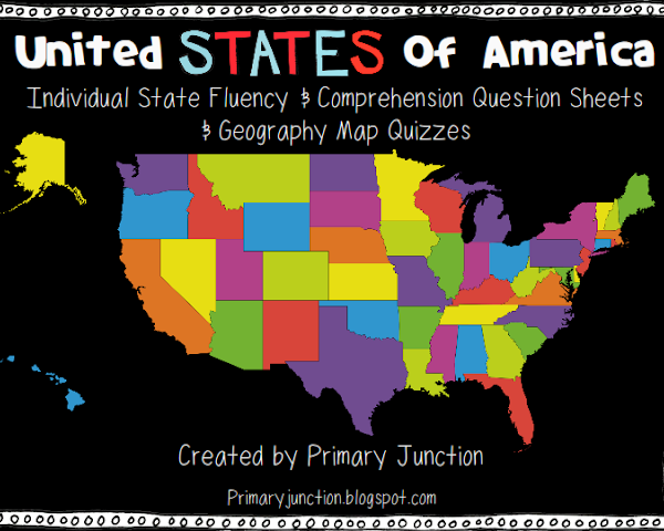 United States Reading, Comprehension, and Geography Packet