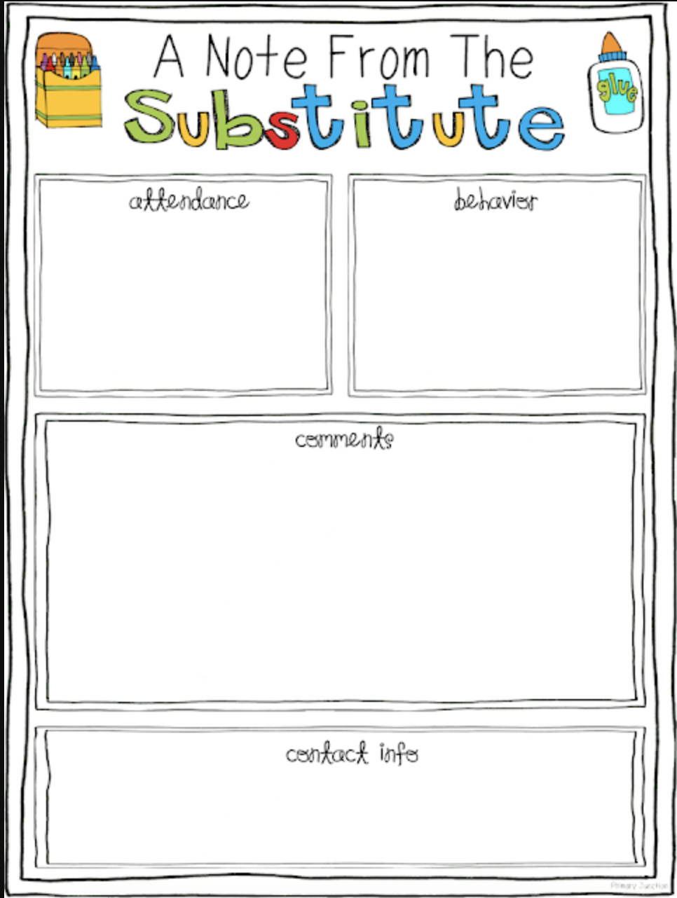 substitute teacher feedback form free