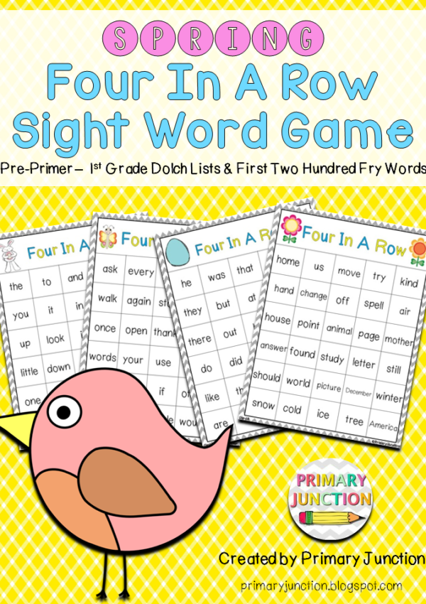 sight words dolch four in a row sight word game literacy center station