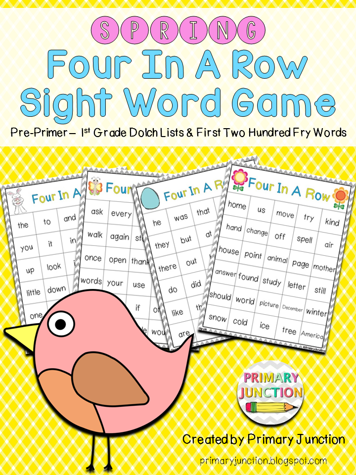 sight words dolch four in a row sight word game literacy center station