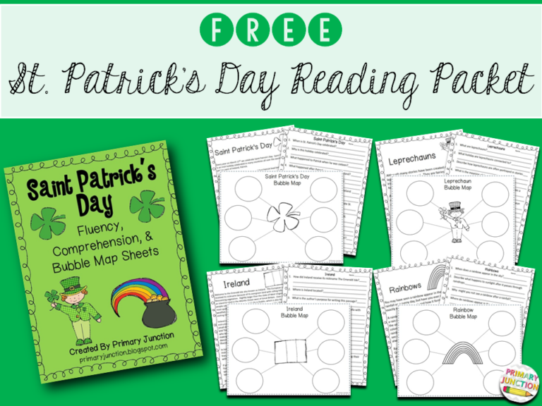 Saint Patrick’s Day Fluency, Comprehension, and Bubble Map Sheets