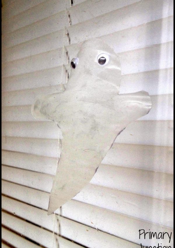 halloween craft fall autumn ghost window cling glue children