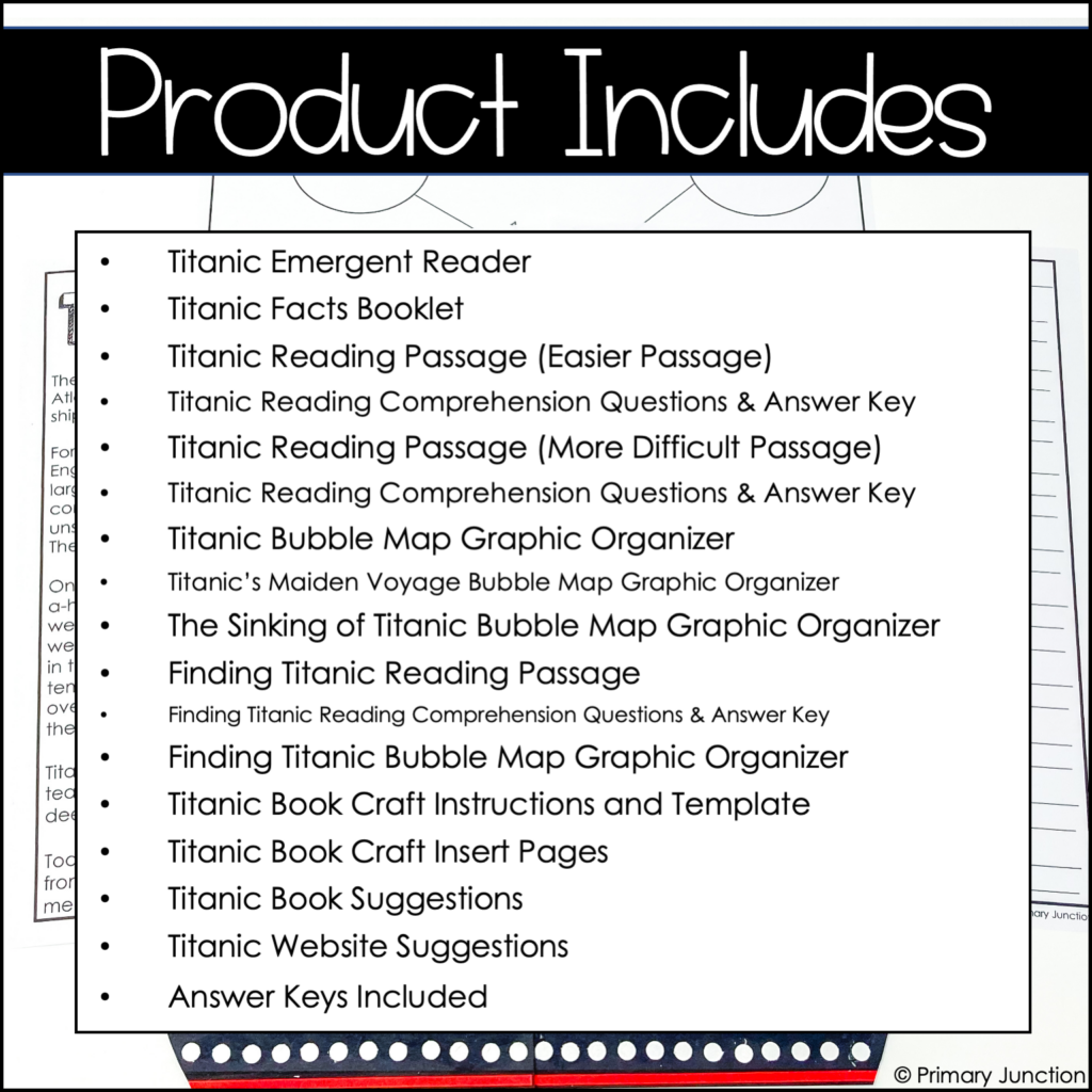 Titanic Activities for Students and Kids Non Fiction Reading Comprehension Passages Unit Writing Craft Books and Websites