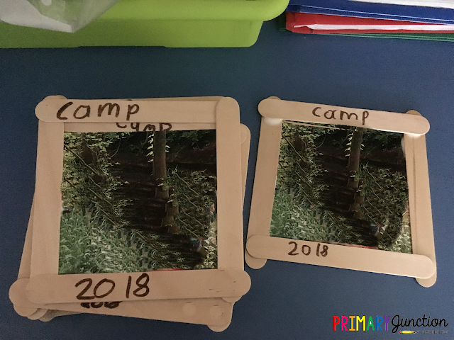 camp learned a lot room transformation end of the school year review week celebration popsicle stick frame
