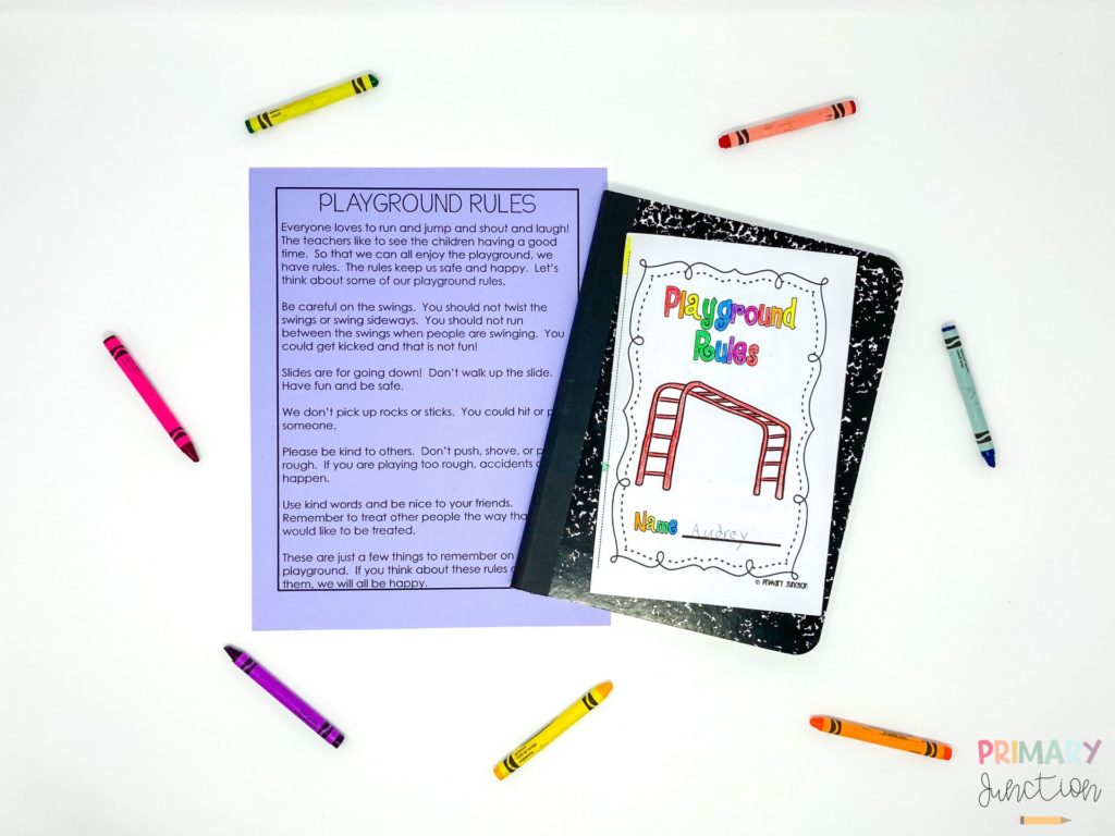 Free Book Emergent Reader for Teaching Primary Students Playground Rules at Beginning of School Year Reading Passage 1st First Grade 2nd Second