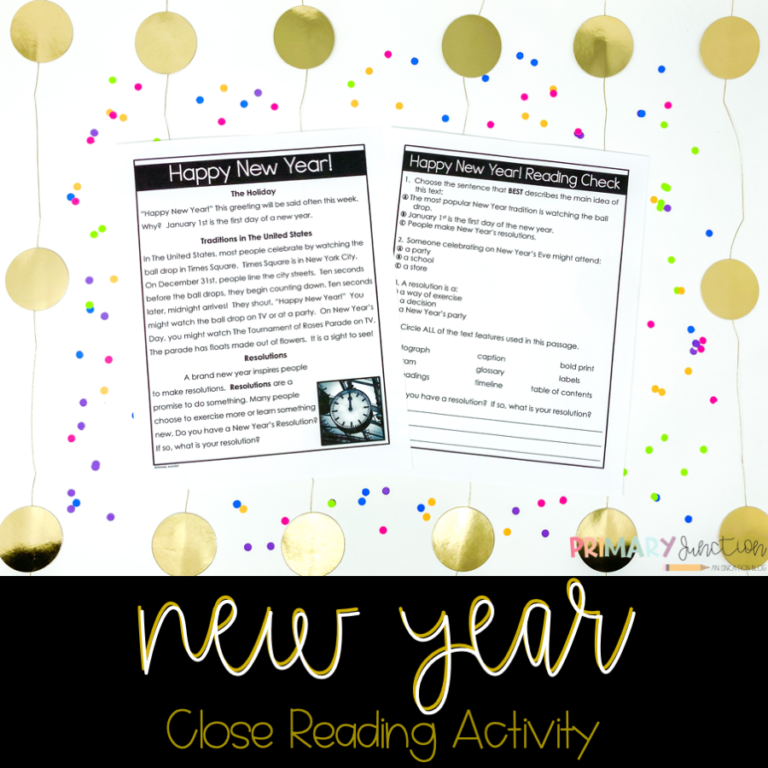 Free New Year Close Reading Activity