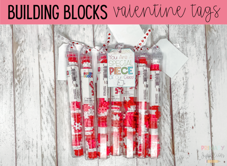 Building Hashtag Blocks Valentine Tags for Teachers