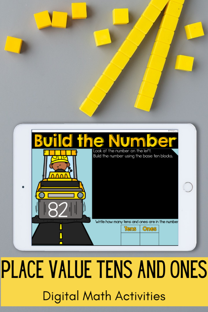 Digital Math Activities for Place Value Tens and Ones First Grade Google Slides Seesaw