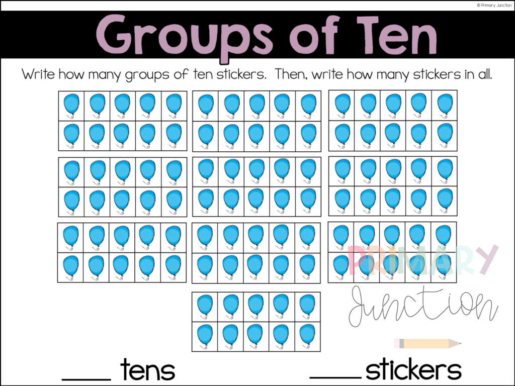 Digital Math Activities for Place Value Tens and Ones First Grade Google Slides Seesaw Base Ten Blocks Groups of Ten