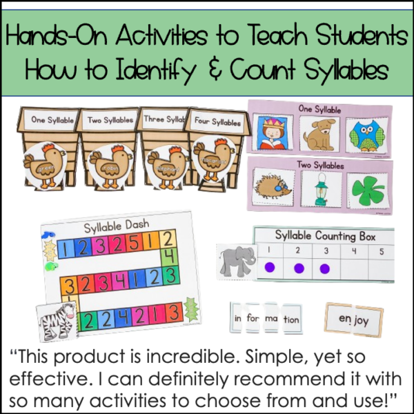 Counting Segmenting and Dividing Syllables Worksheets Syllable Division Types - Image 3