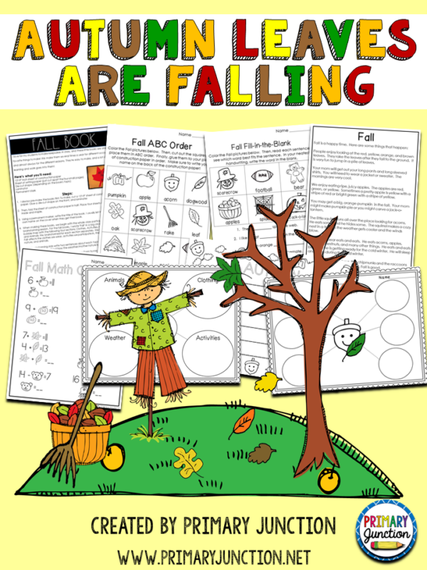 Autumn Leaves Are Falling Literacy and Math Classroom Resources Free