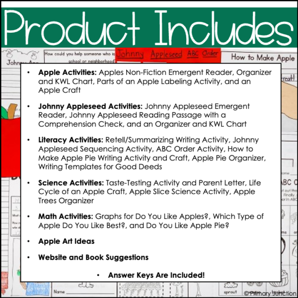 Johnny Appleseed Apple Craft Apple Life Cycle Apple Literacy Activities Apple Math Activities
