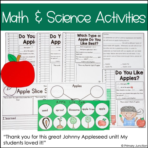 Johnny Appleseed Apple Craft Apple Life Cycle Apple Literacy Activities Apple Math Activities