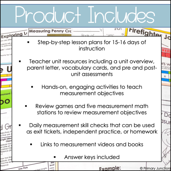 2nd Grade Measurement Unit Measurement Activities Measurement Worksheets Lesson Plans Math Stations Measurement Assessments