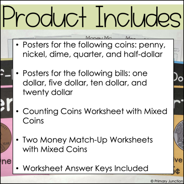 Pastel Money Posters Coin Identification Worksheets Identifying Coins Counting