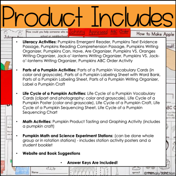 Pumpkin Literacy Math Science Activities Pumpkin Life Cycle Parts of a Pumpkin
