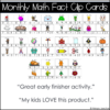 Math Facts Clip Cards Yearly Bundle Addition and Subtraction Within 10 Math Center