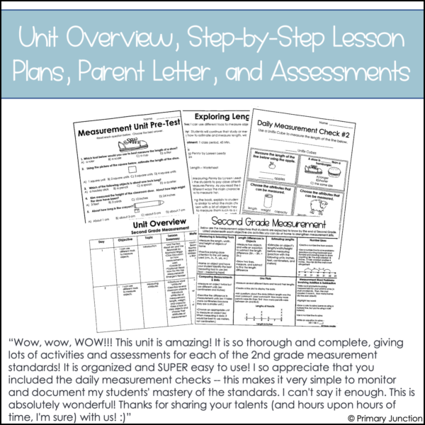 2nd Grade Measurement Unit Measurement Activities Measurement Worksheets Lesson Plans Math Stations Measurement Assessments