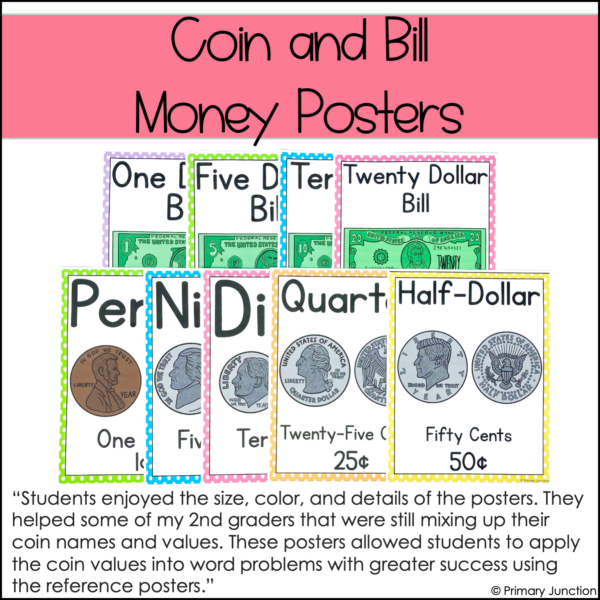 Money Posters Coin Identification Worksheets Identifying Coins Value Counting