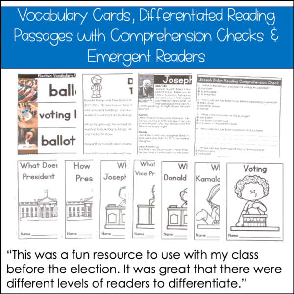 Election Day 2024 Voting Elections Presidential Election 2024 Election Joe Biden Kamala Harris Donald Trump Election Emergent Reader Election Reading Comprehension Passage
