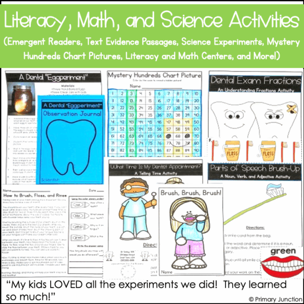Dental Health Literacy Math and Science Activities Dentist Dental Hygiene