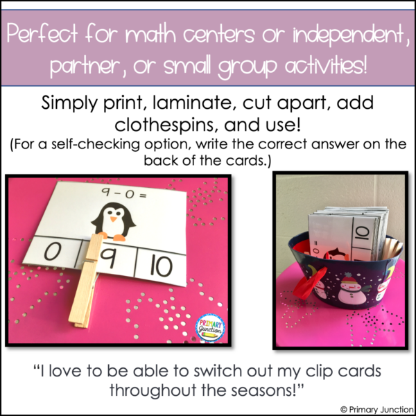 May Clip Cards Math Facts Addition and Subtraction Within 10 Math Center