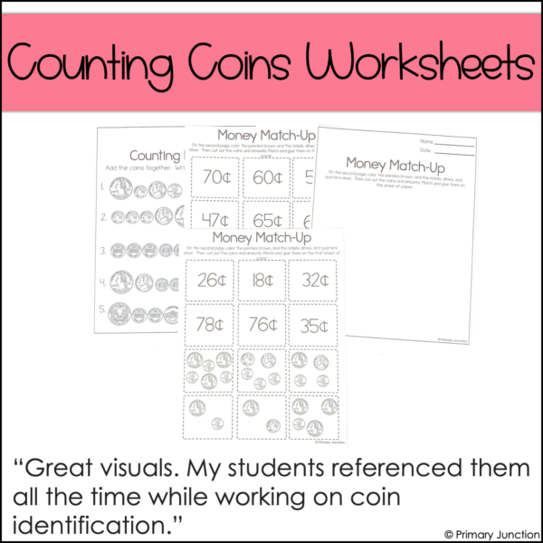 Money Posters Coin Identification Worksheets Identifying Coins Value Counting