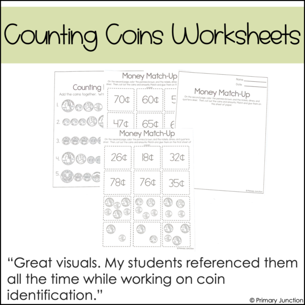 Pastel Money Posters Coin Identification Worksheets Identifying Coins Counting