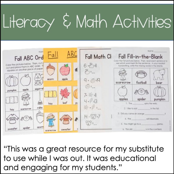 Autumn Literacy and Math Resources Fall Activities Fall Writing Fall Math