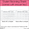 Valentine ABC Order Activity Valentine's Day Literary Center Alphabetical Order