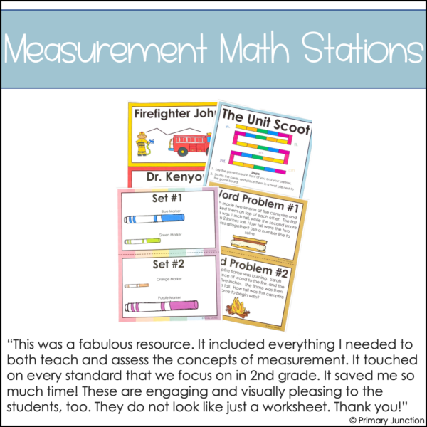 2nd Grade Measurement Unit Measurement Activities Measurement Worksheets Lesson Plans Math Stations Measurement Assessments