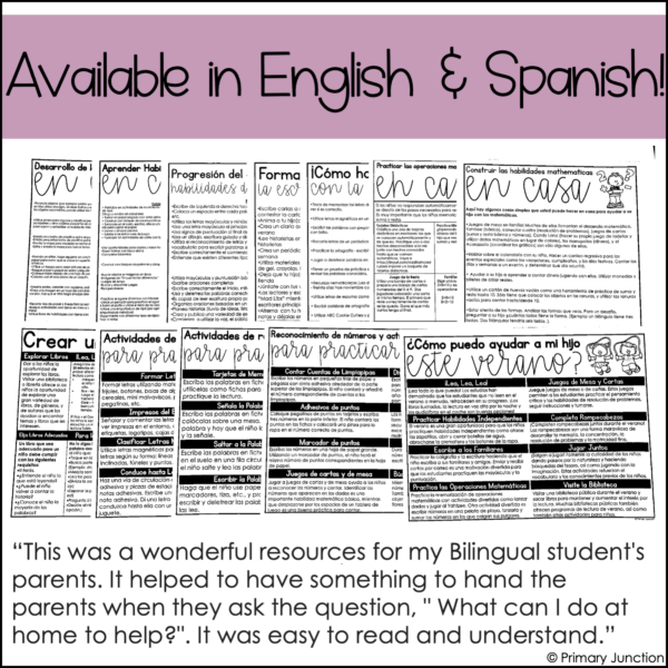 parent handouts parent teacher conferences literacy night math night family academic night english spanish handwriting math reading letter recognition number recognition counting activities at home writing handwriting spelling sight words fine motor skills summer skills math facts