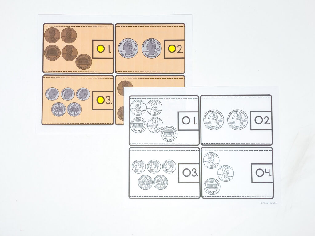 Adding Like Coins Scoot Game Task Cards Math Write the Room Counting Coins