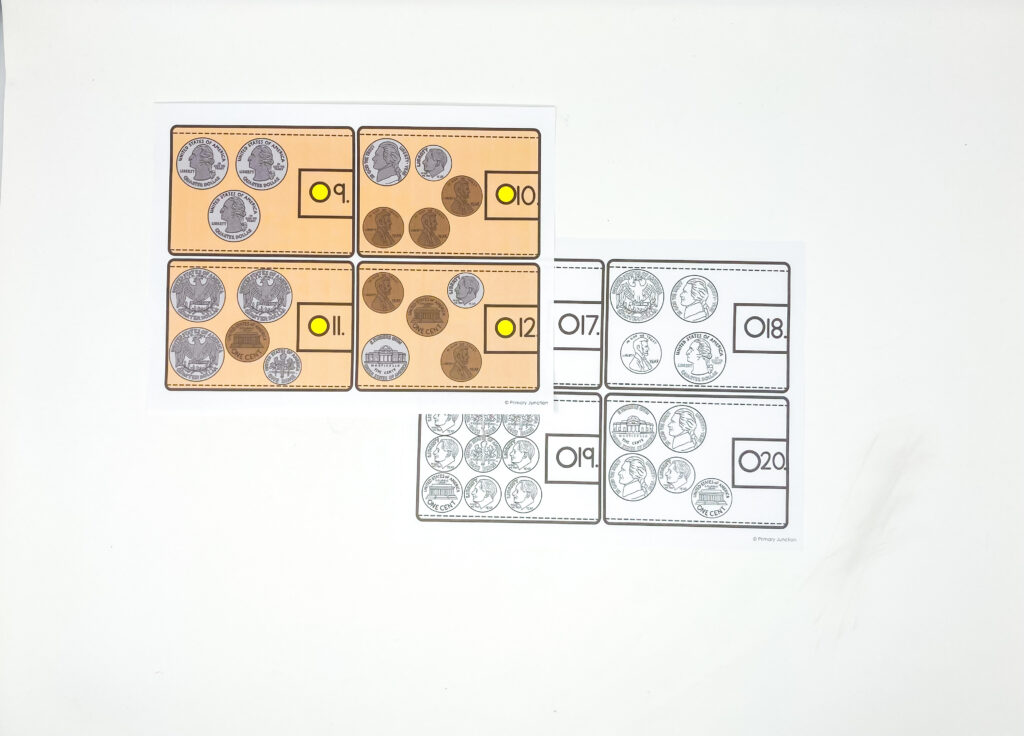 Adding Mixed Coins Math Task Cards Scoot Game Math Write the Room Counting Coins