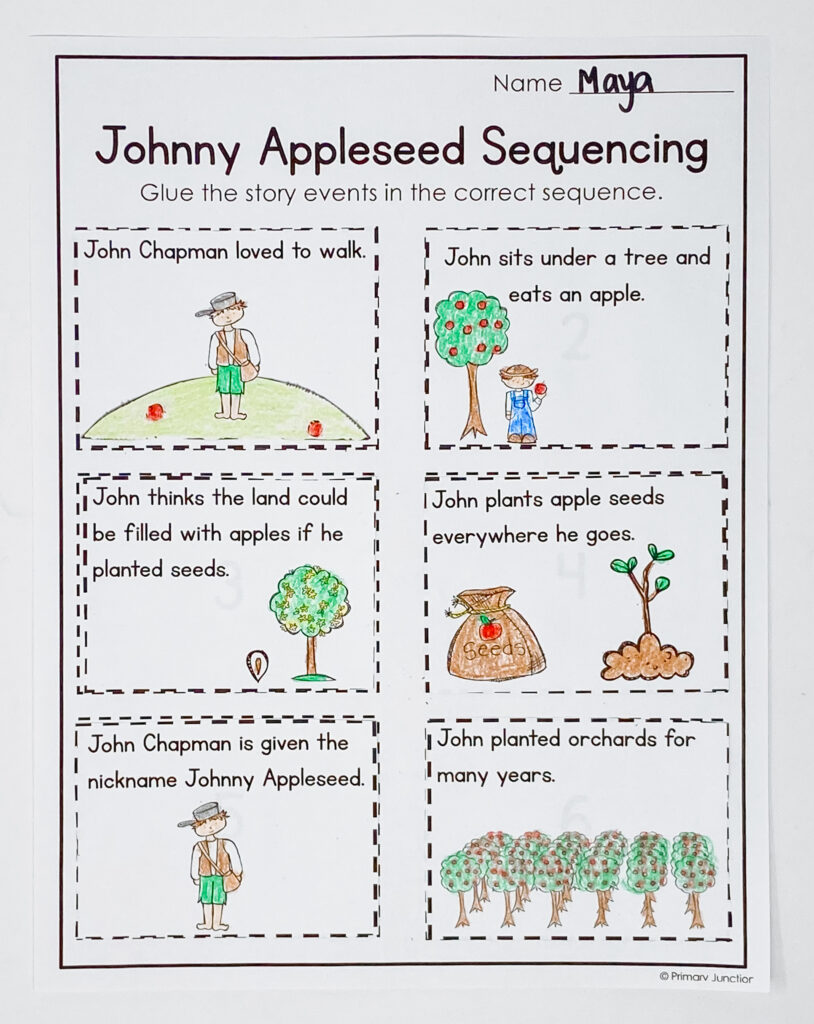 Johnny Appleseed apples literacy math science activities fall unit apple life cycle apple abc order apple pie how to writing sequencing graphing