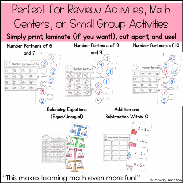 Addition and Subtraction Within 10 Write the Room Math Centers Scoot Game First Grade Bundle - Image 5