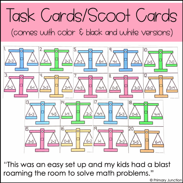 Balancing Equations Scoot Game Task Cards Write the Room Solve the Room Math - Image 4