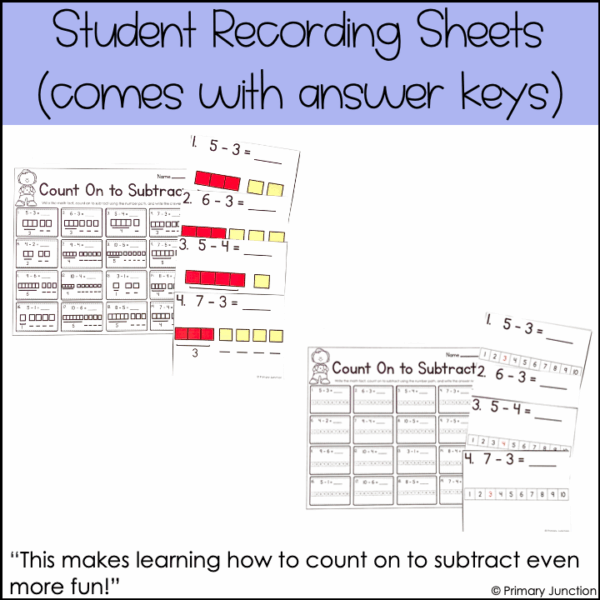 Counting On Subtraction Subtract Task Cards Scoot Game Write Room Within 10 Math - Image 5