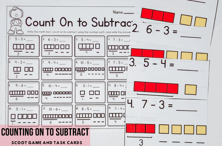Make Subtraction Click with a Counting On to Subtract Scoot Game!