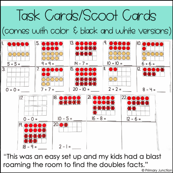 Doubles Math Facts Task Cards Scoot Games Addition Subtraction Write the Room - Image 4