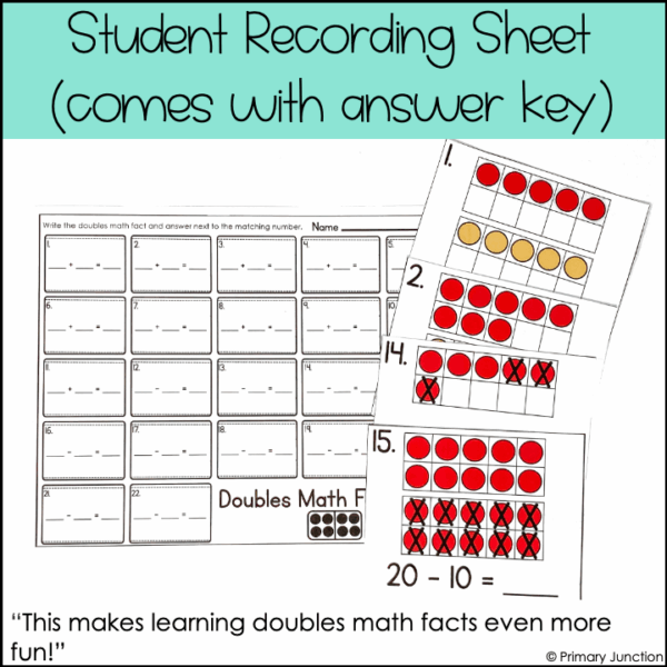 Doubles Math Facts Task Cards Scoot Games Addition Subtraction Write the Room - Image 5