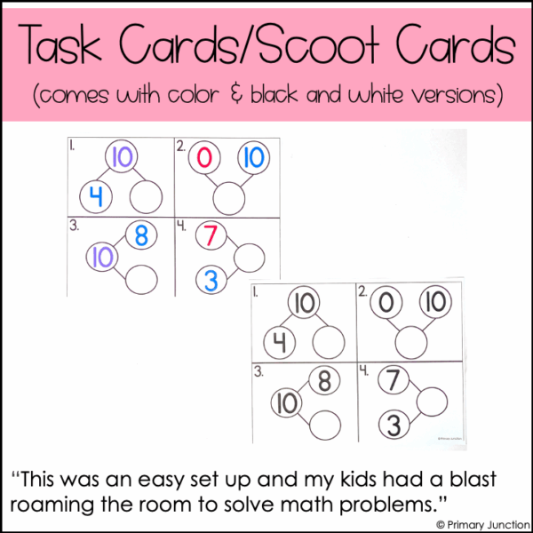 Friends of 10 Scoot Game Ten Number Partners of 10 Fact Families Number Bonds Task Cards Write the Room Addition Subtraction - Image 5