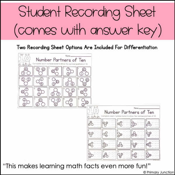 Friends of 10 Scoot Game Ten Number Partners of 10 Fact Families Number Bonds Task Cards Write the Room Addition Subtraction - Image 6