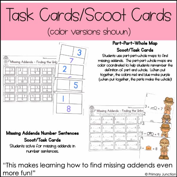Missing Addends to 10 Task Cards Scoot Game Write the Room Games Math Center - Image 5