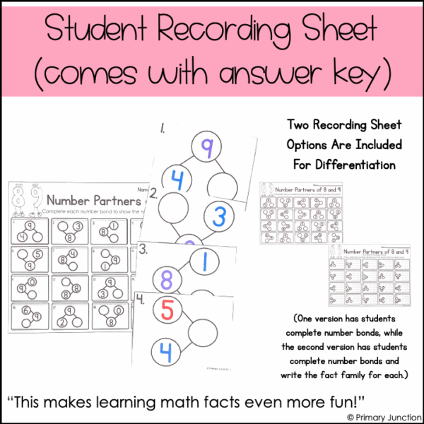 Number Partners of 8 and 9 Scoot Game Fact Families Addition Subtraction Number Bonds Task Cards Write the Room Math - Image 5