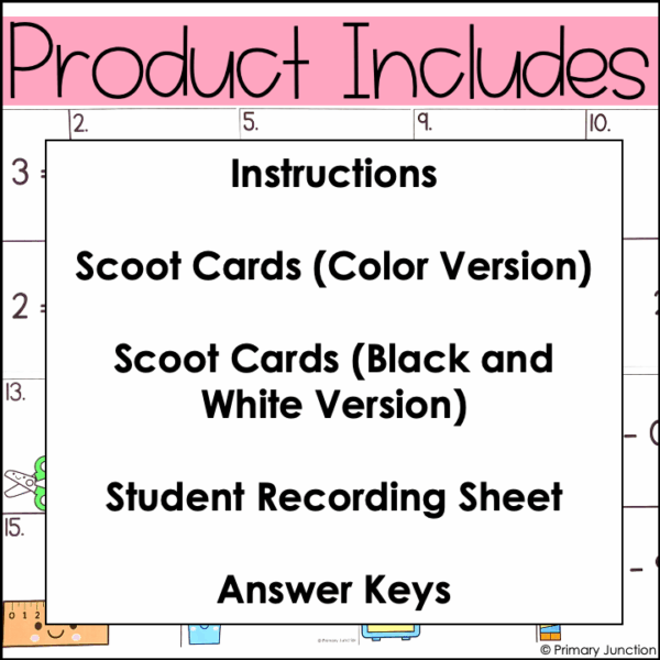 Addition and Subtraction Within 10 Math Fact Fluency Scoot Game Task Cards Write - Image 3