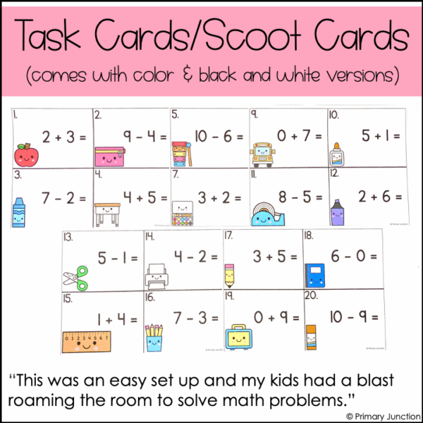 Addition and Subtraction Within 10 Math Fact Fluency Scoot Game Task Cards Write - Image 4