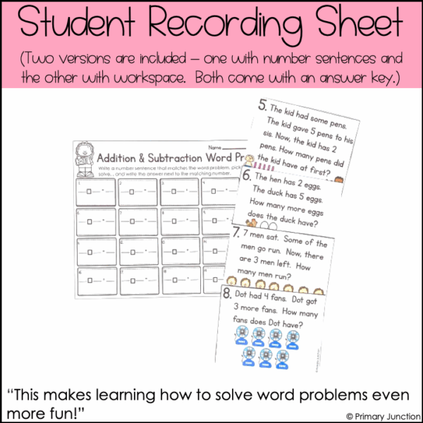 Addition and Subtraction Within 10 Word Problems Task Cards Scoot Game Write - Image 5